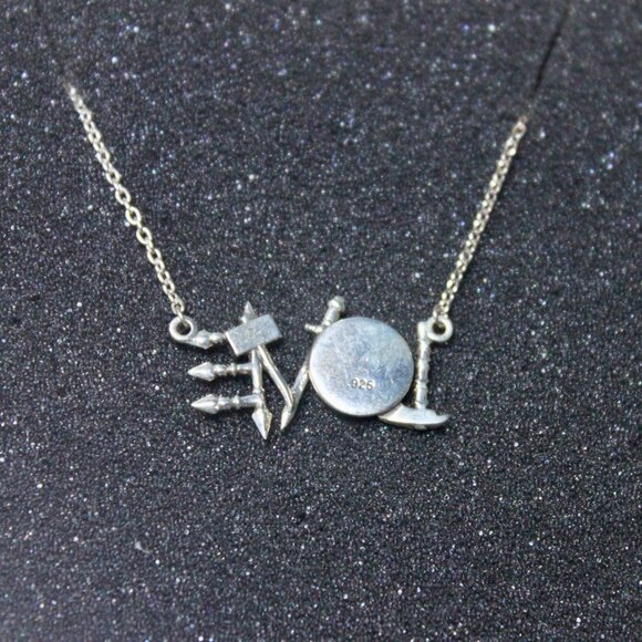 NWT Sterling Silver 925 Viking Weapon LOVE Necklace 21" Inches - Picture 6 of 11